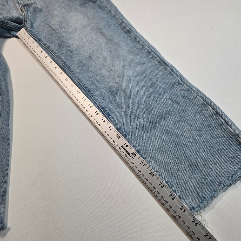 J. Galt Jeans Womens M Blue High Rise Straight Leg Raw Hem Button Fly Denim - Picture 7 of 8